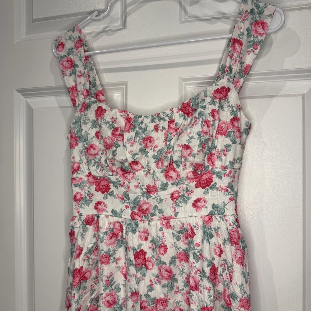 Altar'd State White Mini Dress with Pink Floral Print Size XXS‎ - Picture 3 of 6